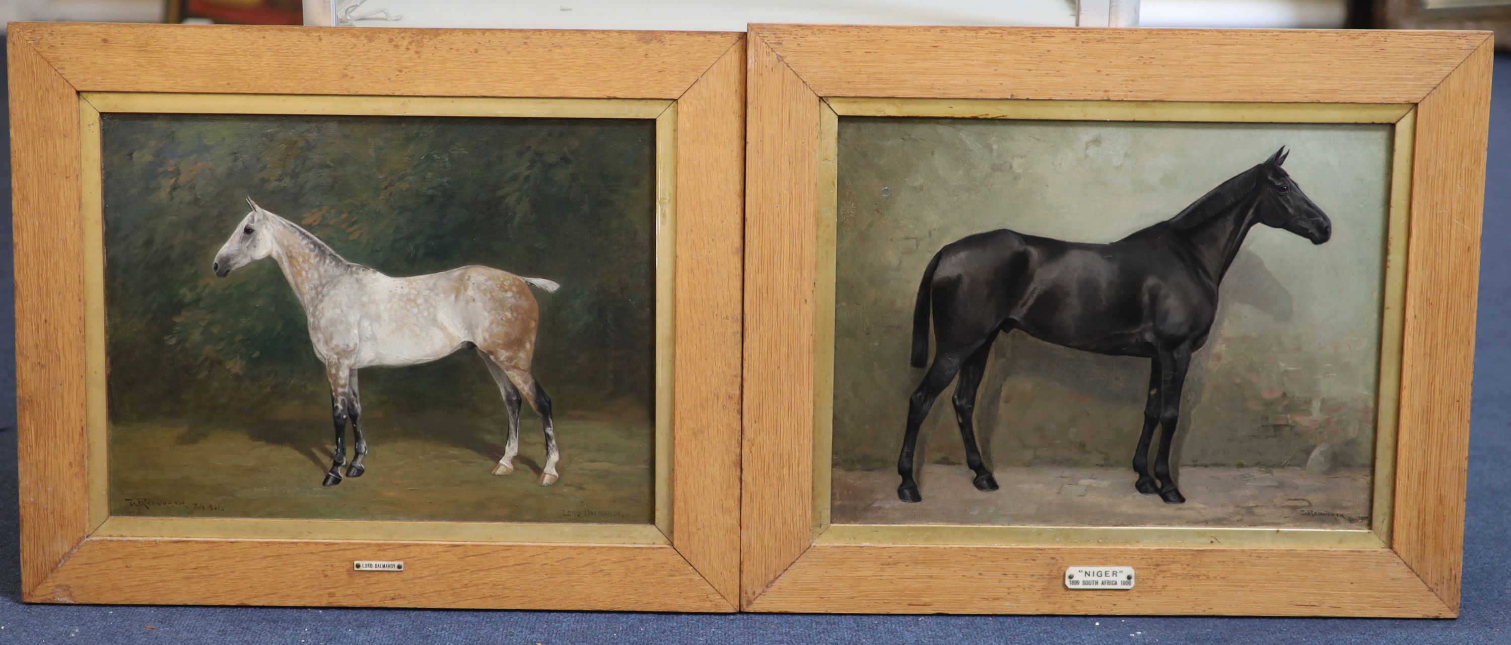 William Joseph Redworth (1873-1941), Portraits of Racehorses: Archdeacon, Chanois, Lord Dalmahoy and Niger, set of 4 oils on canvas, 30 x 39.5cm